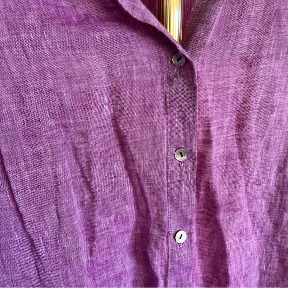 J Jill Love Linen Lilac Purple 100% Linen Button Down Shirt Pearlescent Buttons - Picture 3 of 7